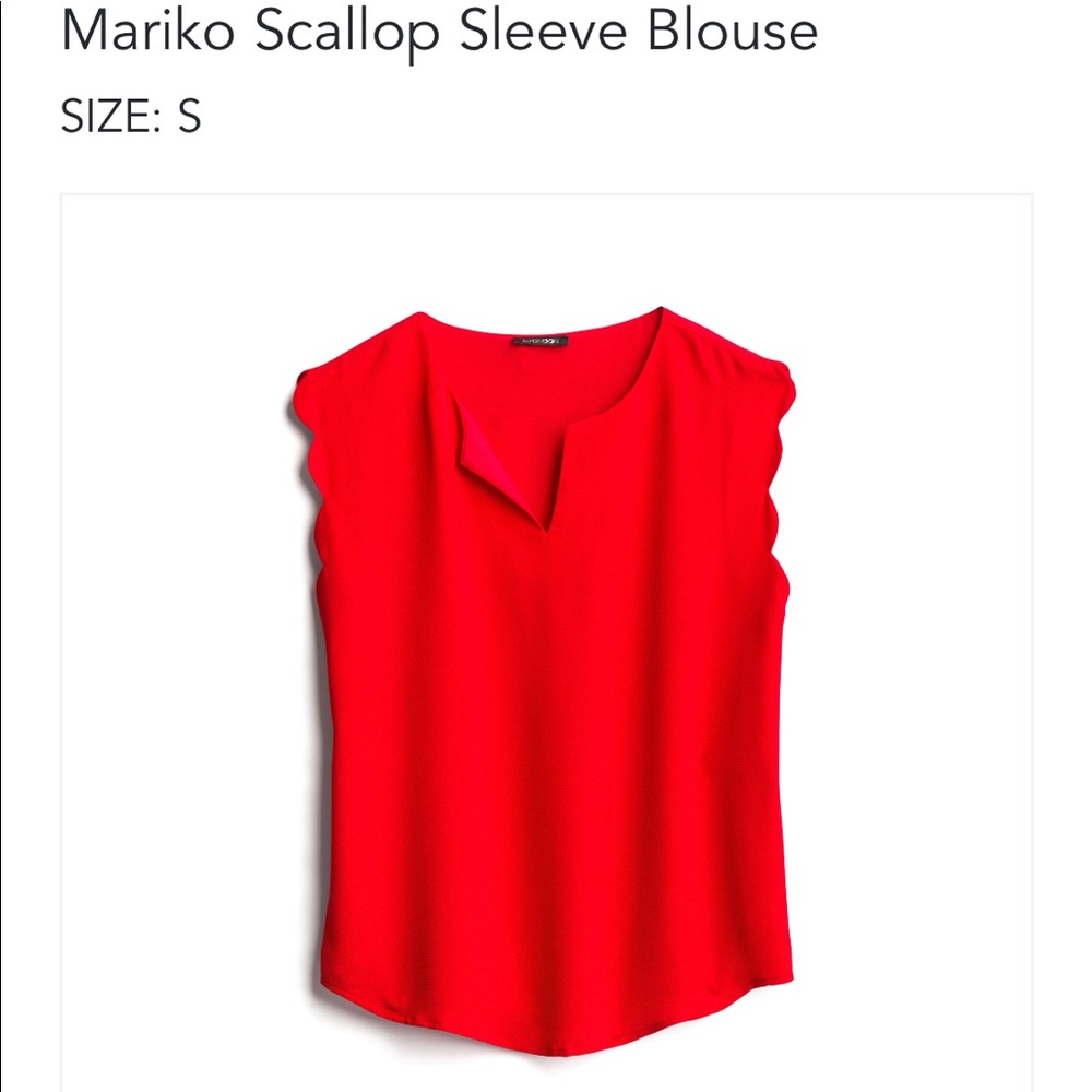 NWT, Red scalloped sleeve blouse